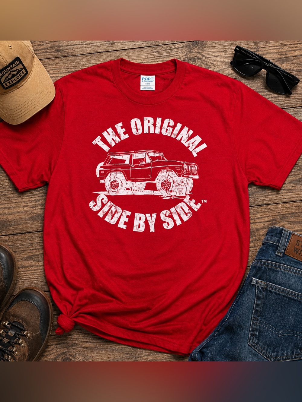 The Original Side By Side Men's Large Red 4x4 Off Road SUV Graphic T Shirt